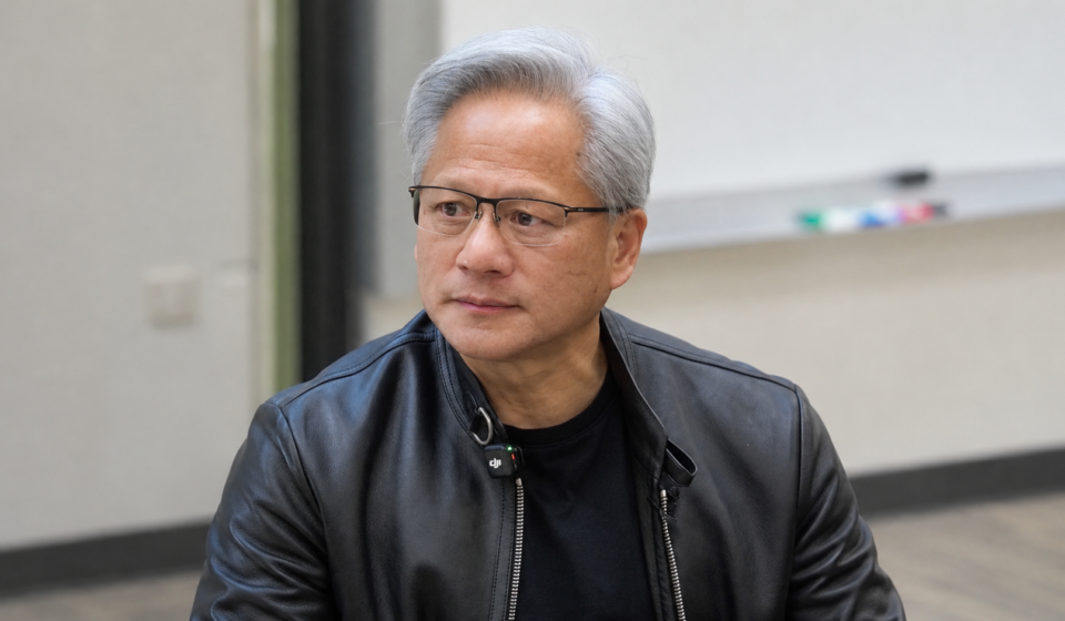 Nvidia CEO Jensen Huang speaking at Stanford University in April 2026.