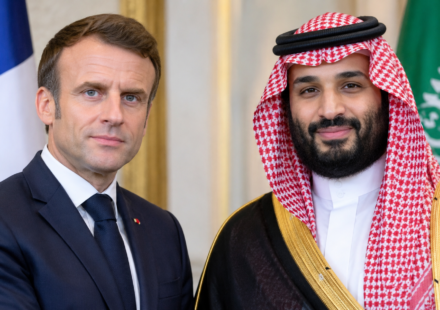 Emmanuel Macron and Mohammed bin Salman