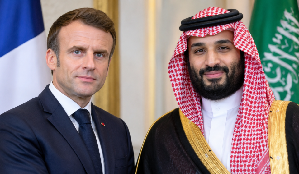 Emmanuel Macron and Mohammed bin Salman
