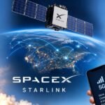 Conceptual illustration of a SpaceX rocket, Starlink satellite, cellular tower and smartphone representing a planned expansion into the US wireless network market.