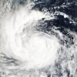 Satellite view of Cyclone Arnab over the Bay of Bengal before its forecast landfall near Andhra Pradesh.