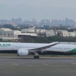 EVA Airways Boeing 787-10 passenger aircraft at Taiwan Taoyuan International Airport.
