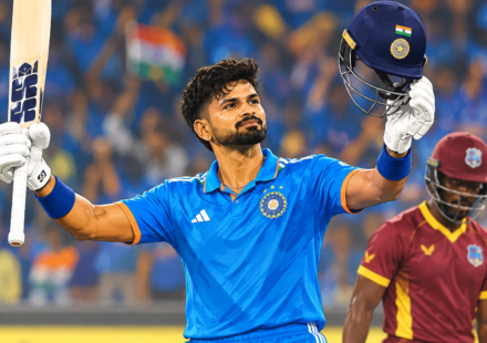 Indian Cricketer Celebrates Century Shreyas Iyer