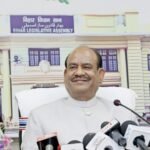 Lok Sabha Speaker Om Birla interacting with trainee officers at the Parliament House complex in New Delhi.