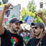 Demonstrators at a housing rights protest in Madrid, Spain