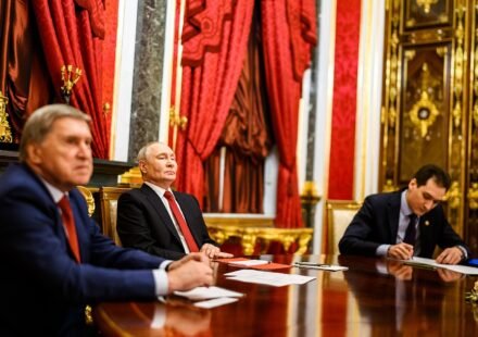 US envoy Steve Witkoff and Jared Kushner meeting Russian President Vladimir Putin at the Kremlin in Moscow.