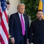Donald Trump and Volodymyr Zelenskyy during a meeting amid tensions over US policy toward Ukraine.