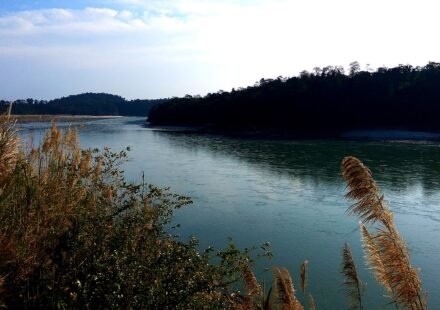 Siang River flowing through Arunachal Pradesh amid concerns over the proposed Siang Upper Multipurpose hydropower project.