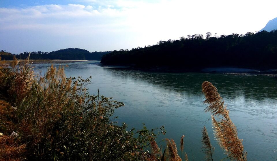 Siang River flowing through Arunachal Pradesh amid concerns over the proposed Siang Upper Multipurpose hydropower project.