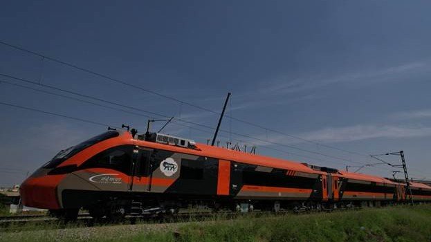 Vande Bharat Sleeper train featuring air-conditioned coaches for overnight passenger travel.