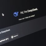 DeepSeek artificial intelligence platform logo on a digital screen.