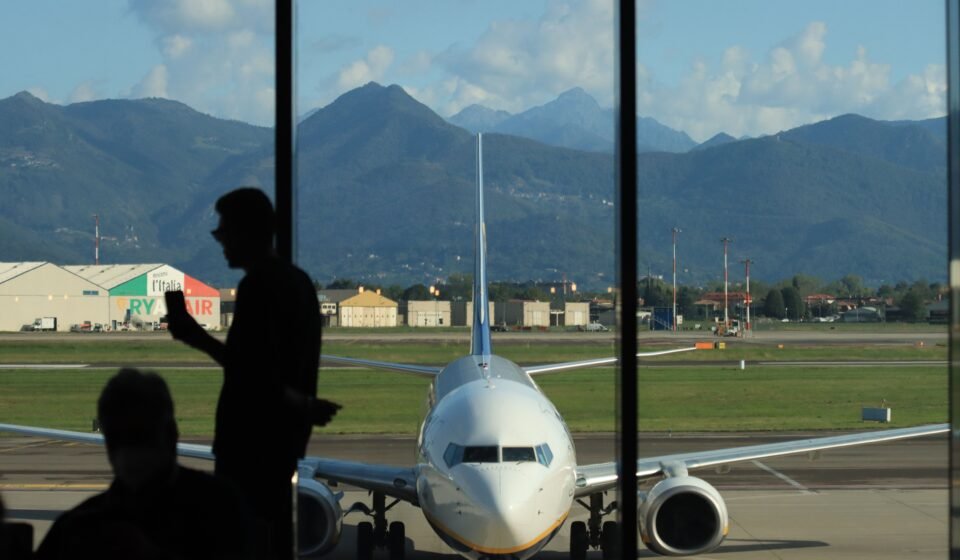 Aircraft parked at an airport in Italy.