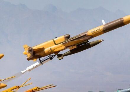 Iranian military equipment displayed at a military exhibition amid international sanctions and regional tensions.